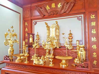 Bộ đồ thờ bằng đồng mạ vàng 24K Cao Cấp Hàng VIP -  DT370